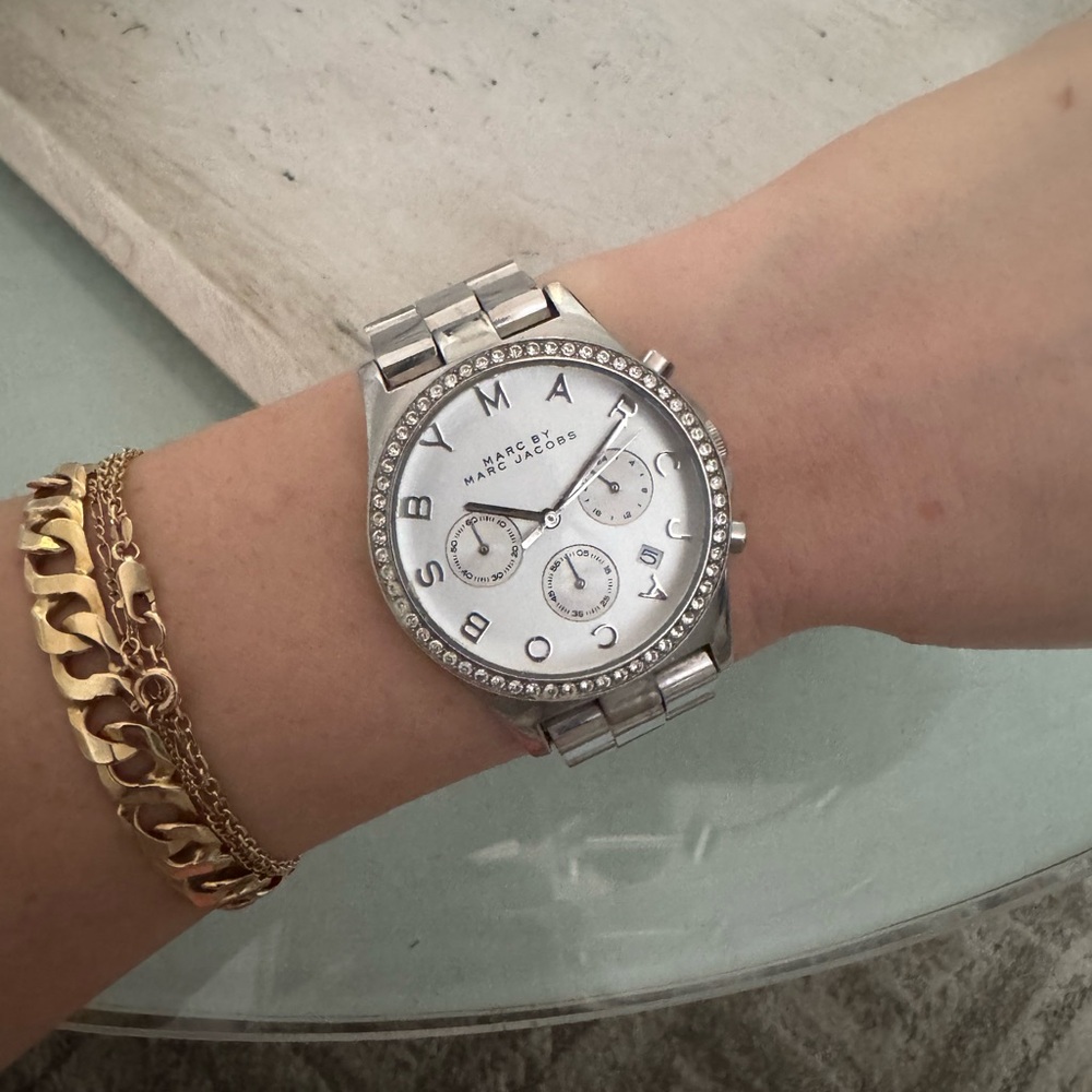 Marc Jacobs Silver Women's Watch with Crystal Accents